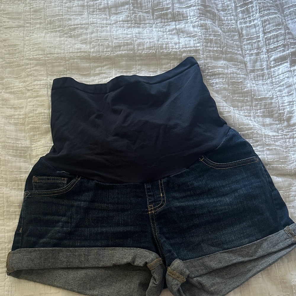 Maternity Dark Blue Jean Shorts